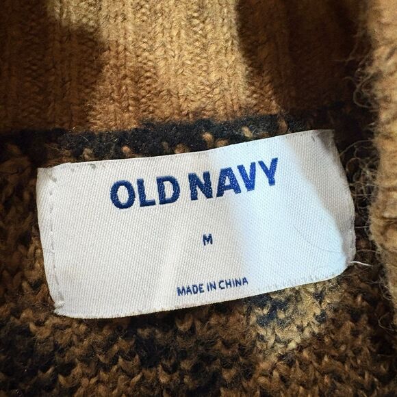 Old Navy Womens M Sweater Brown Black Leopard Animal Print Knit Boho Fall Cozy - Picture 3 of 7